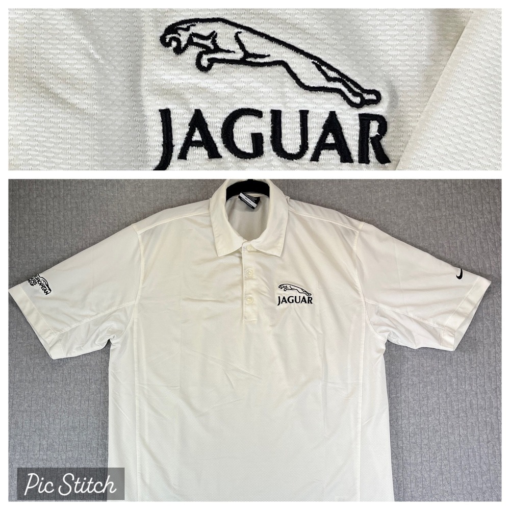 Nike Golf Dri-FIT Jaguar‎ Desert European Motorcars Polo Dress Shirt Men Medium